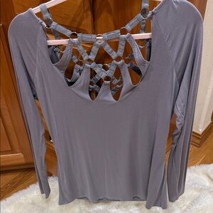 Buckle worRed Brand Gray Long Sleeve Top with Lattice Back ! CU